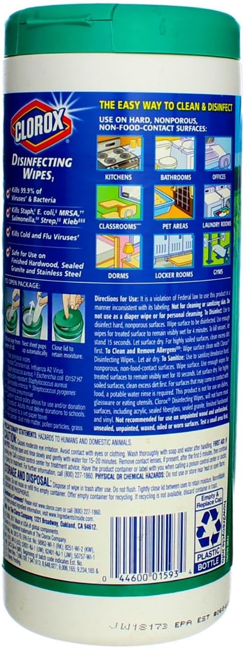 Clorox Disinfecting Wipes - Fresh Scent Canister | 7" X 8" | Pack of 3 for Effective Cleaning