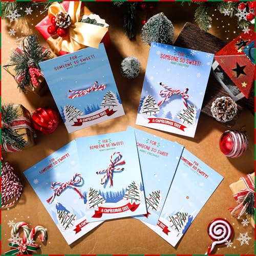 Fullhawl 36 Pcs Christmas Tree Cake Gift Tags with String Winter Holiday Treat Bag Tags