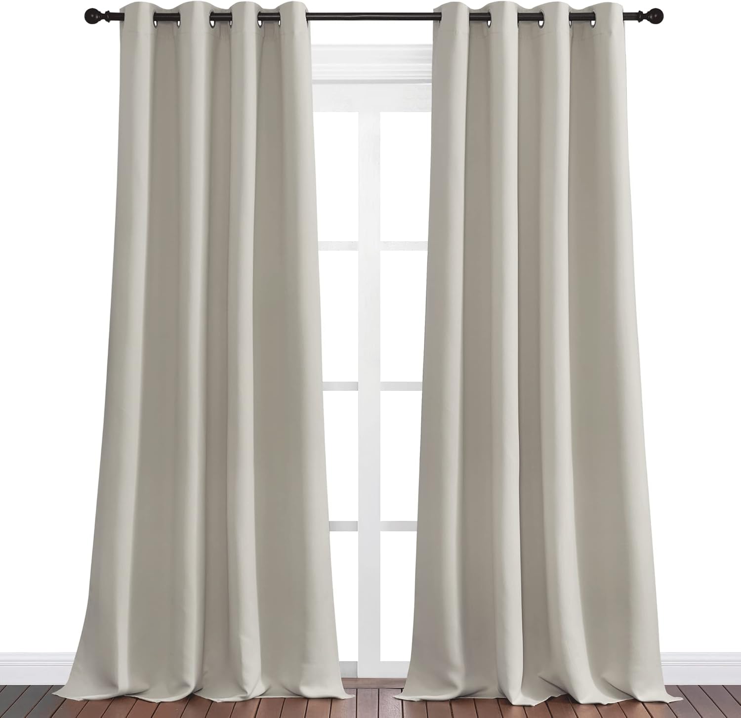 NICETOWN Natural Room Darkening Curtains - 120" Long, 55" Wide | Set of 2 for Total Privacy in Boho Farmhouse Decor