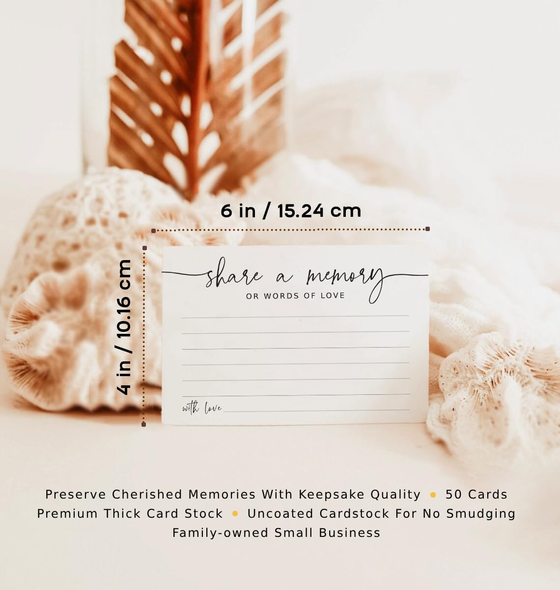 GardenCity Share a Memory Card - 50 Pack, Share a Memory Cards for Celebration of Life, Funeral, Memorial, Birthday, Graduation, Bridal Shower, 4” x 6", Minimalist