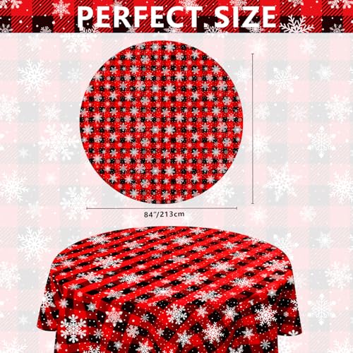 3 Pack Christmas Checkered Tablecloths Snowflake Buffalo Plaid 84 Inch Holiday Decor Variation 3