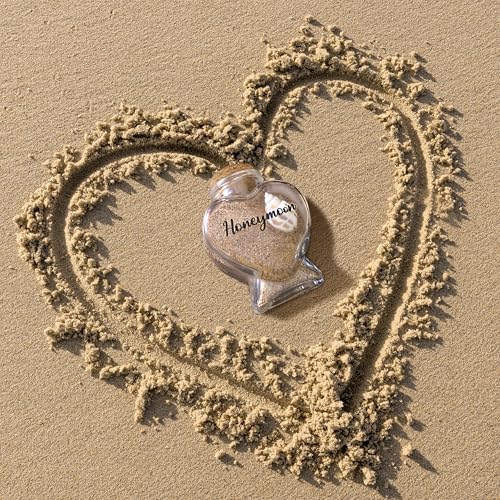 SEEBERY Honeymoon Sand Keepsake Jar - Silver Made with Love Wedding Gift