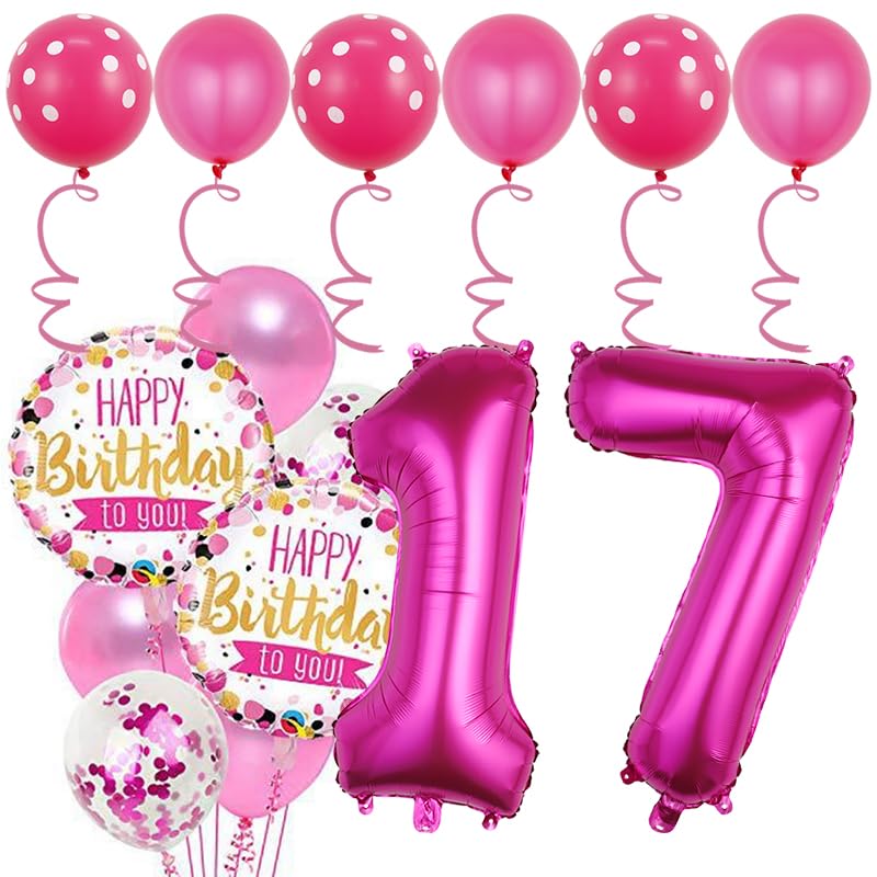17th Birthday Decorations Rose Red Balloon Set 16 Pcs Party Supplies