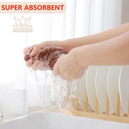 Homaxy 100% Cotton Dish Cloths - Ultra Soft, Absorbent & Quick Drying | 12-Pack, 12 x 12 Inches, Rust