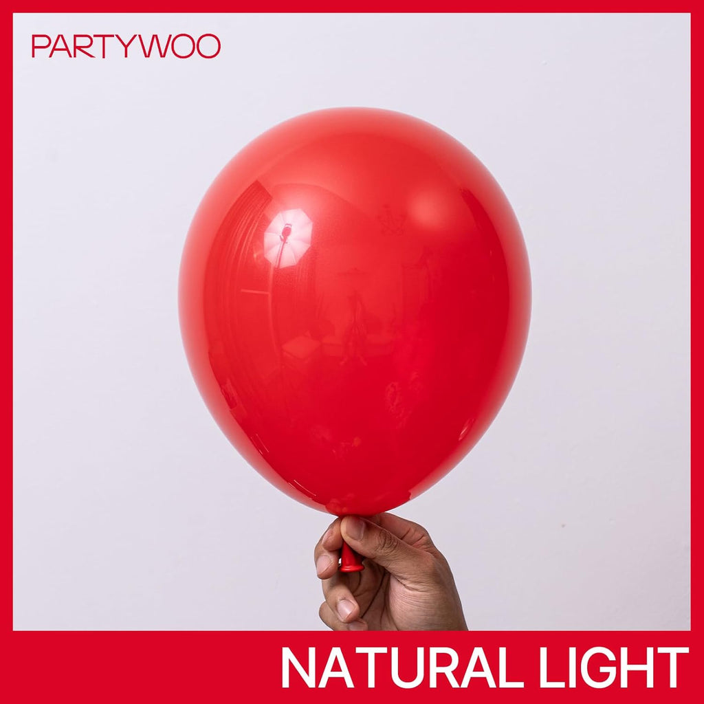 PartyWoo Red Balloon Arch Kit - 100 Pcs in 5-18 Inch Sizes for Birthday & Graduation Decor