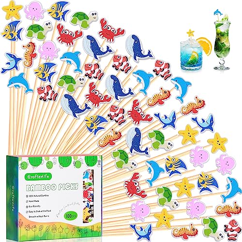 100Pcs Sea Animals Toothpicks - Cute Fish Theme Cocktail Picks