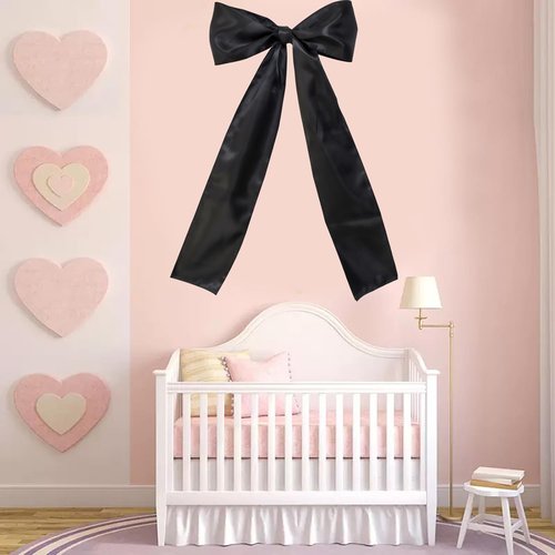 Big Black Bow | Large Satin Ribbon Birthday Decorations - Perfect for Bachelorette, Baby Shower & Weddings