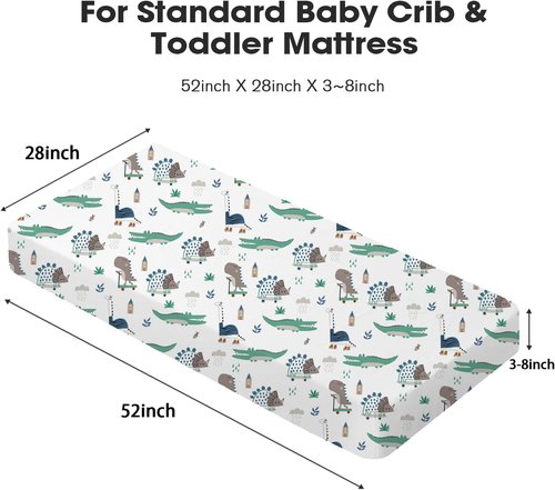 Little Grape Land Crib Sheets - 4 Pack of Super Soft Fitted Sheets for Boys & Girls | Truck & Alligator Designs