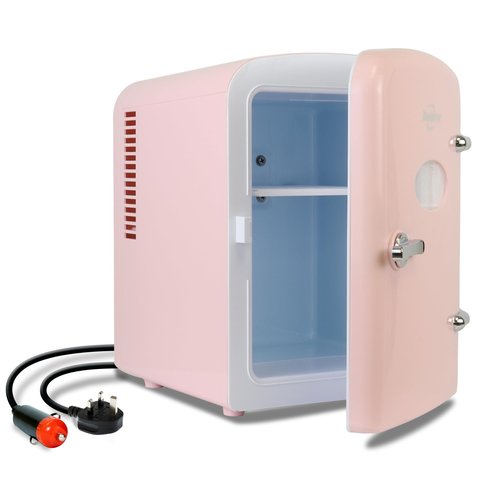 Koolatron Mini Fridge - 6 Can Refrigerator for Bedroom Office, Portable Table Top Beverage Cooler, 12V 110V Refrigerador For Drinks, Soda, Wine, Use In Car, Dorm, Outdoor, Patio