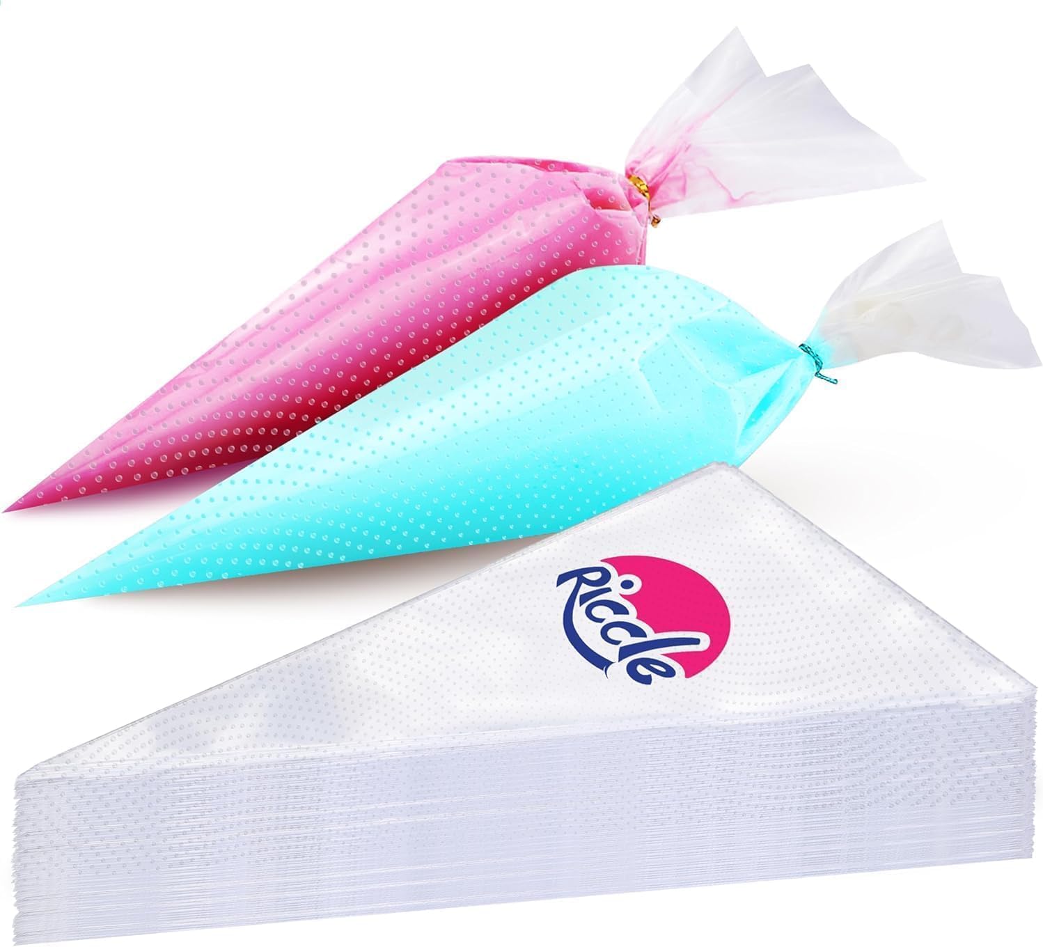 Riccle Extra Large 24-Inch Piping Bags - 100 Count Thickened Disposable Icing Bags for Cake & Cookie Decoration