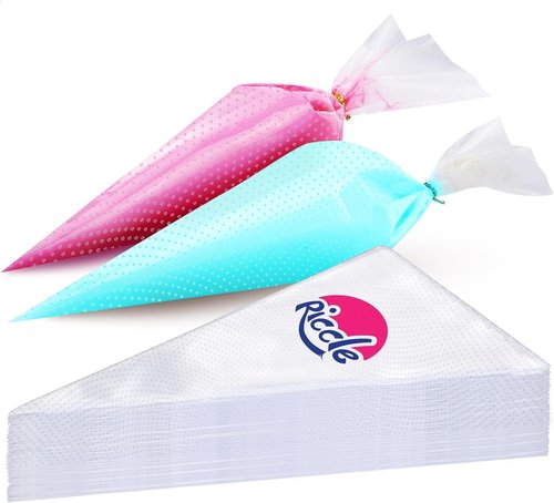 Riccle Extra Large 24 Inch Piping Bags - 100 Textured Anti Burst Thickened Disposable Pastry Bags - Icing Piping Bags for Frosting - Ideal for Cakes and Cookies Decoration