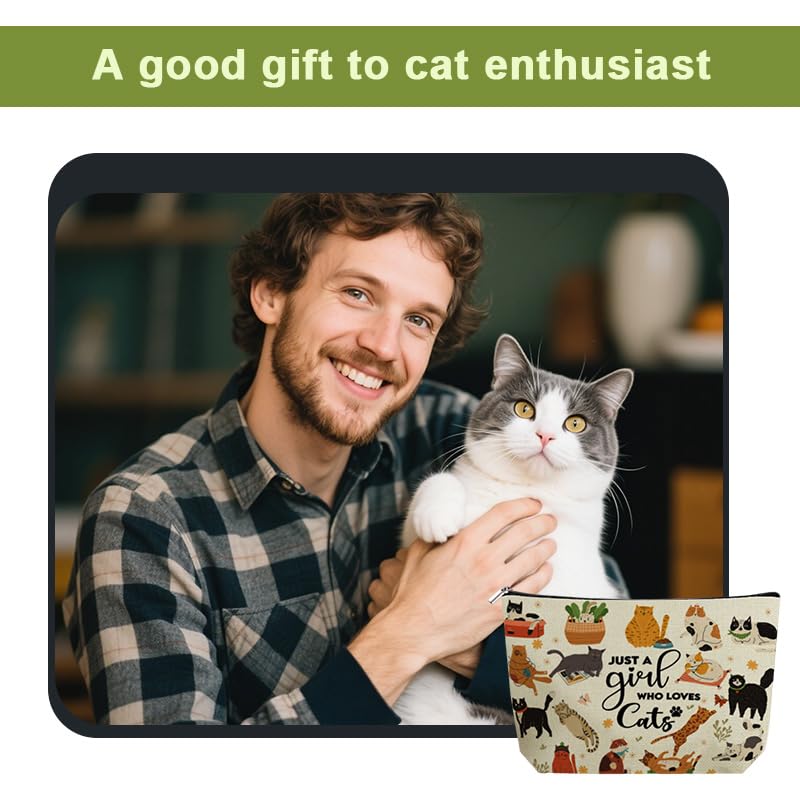 Yreamont Cat Print Makeup Bag Cute Cosmetic Pouch for Women and Cat Lovers