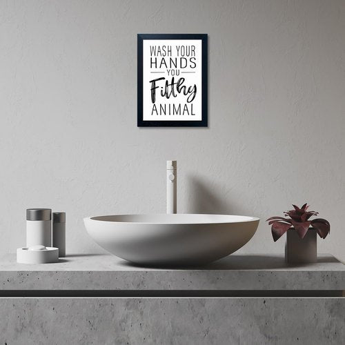Black and White Bathroom Wall Art | Framed Canvas Quotes for Kids' Washroom Decor
