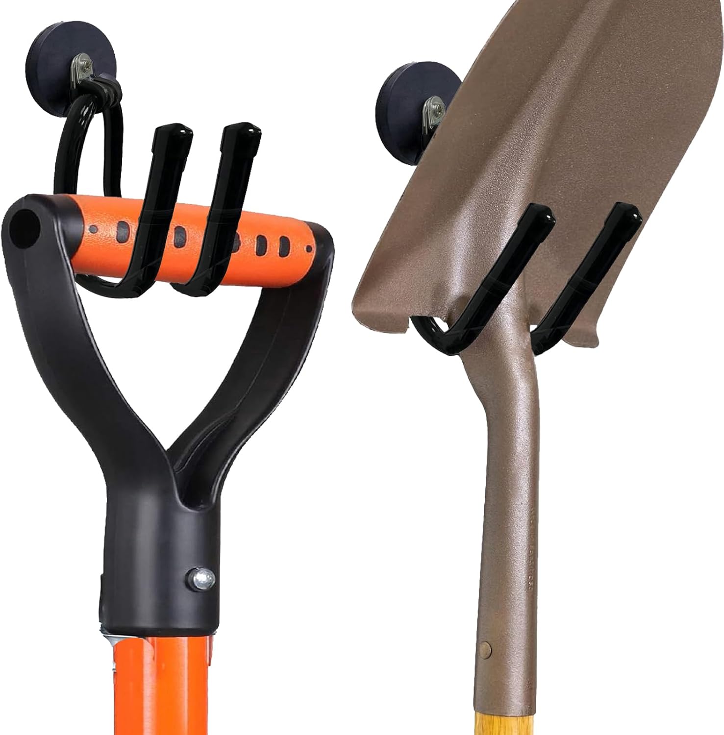 Pmsanzay Heavy-Duty Magnetic Garage Storage Hooks - Rubber Coated Organizer for Tools | 2 Pack (Black)