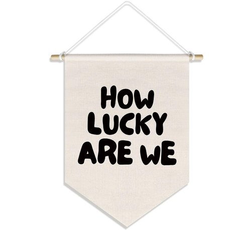 DSHFG How Lucky Are We Banner Playroom Wall Art Decor for Kids Boys Room Nursery Playroom Decor Hanging, Cute Play Room Decorations, 15x11in