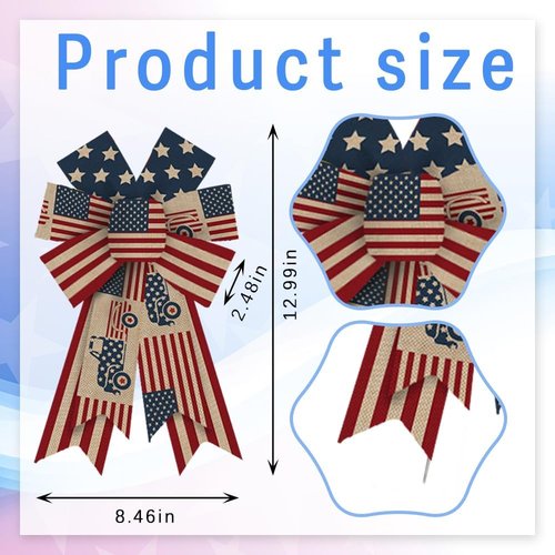 ALIBBON Patriotic Wreath Bows - 4th of July American Flag Design | Set of 2 for Indoor/Outdoor Decor