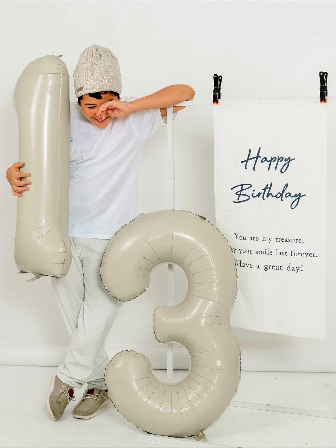 Skiennix 40-Inch Number Balloon - Cream Foil Balloon for 10th Birthday & Wedding Celebrations