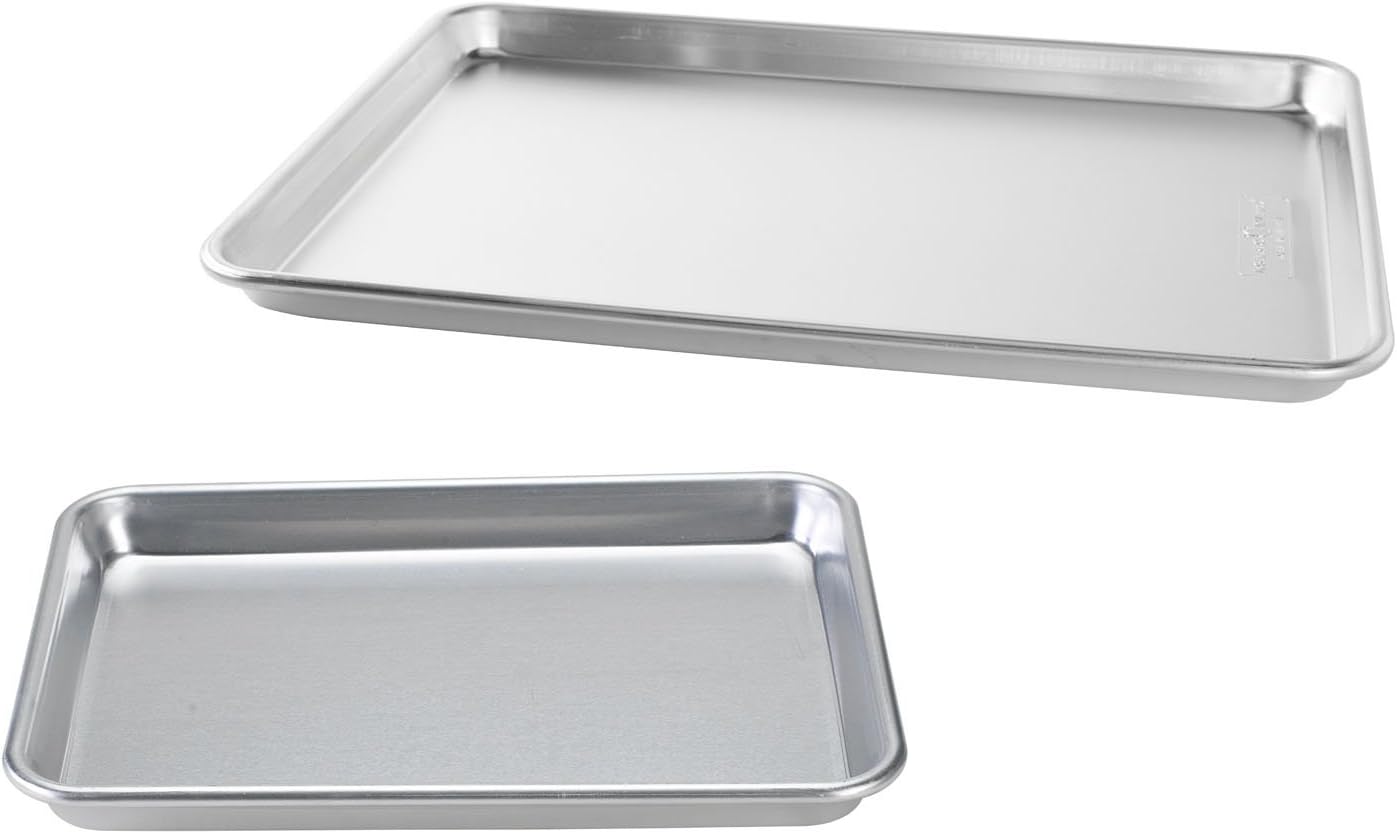Nordic Ware Naturals Half & Quarter Sheet Baking Set - USA-Made Aluminum Pans with Steel Rim