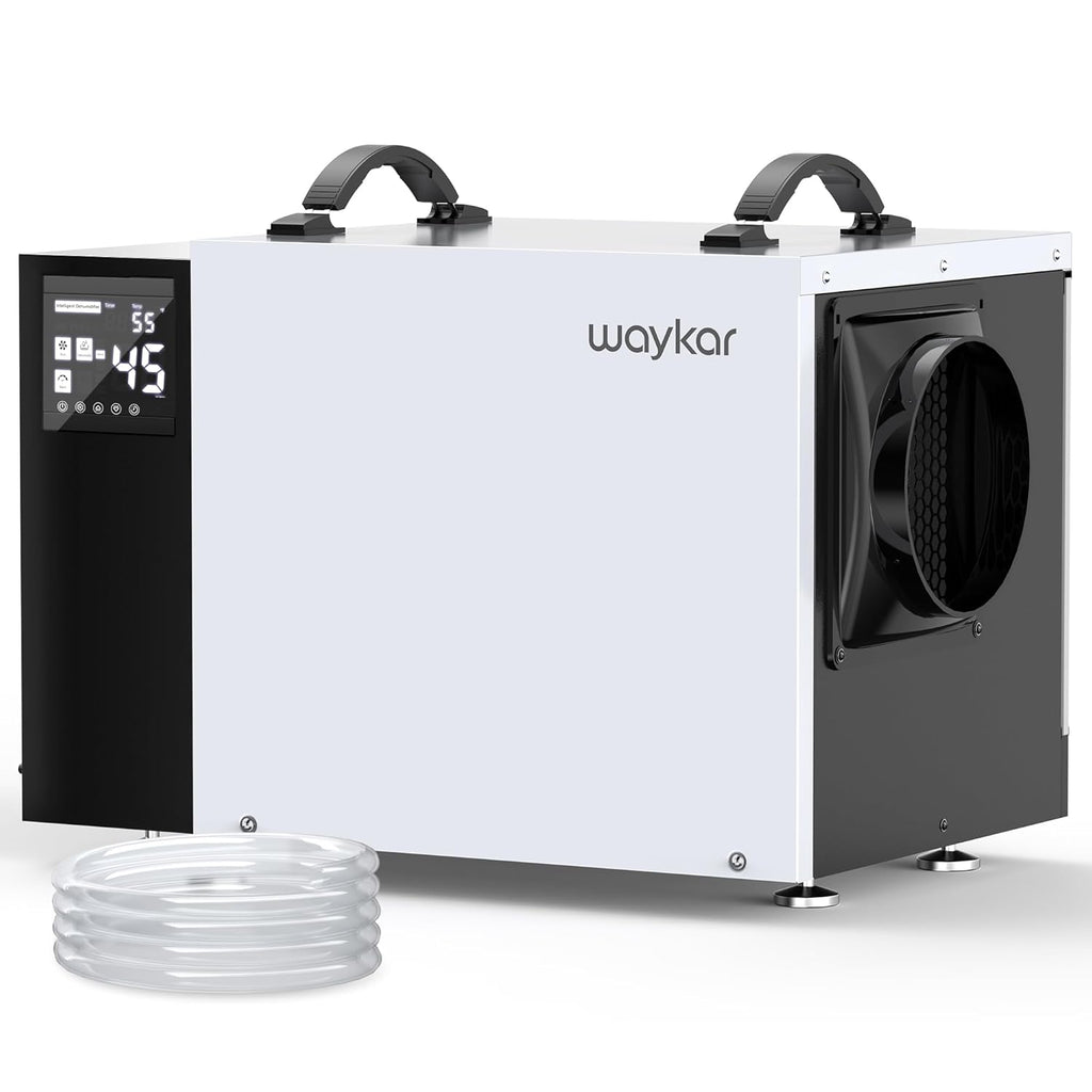 Waykar 125 Pint Dehumidifier - Smart Humidity Control for Basements & Crawl Spaces up to 6500 Sq Ft | Includes Pump & Drain Hose