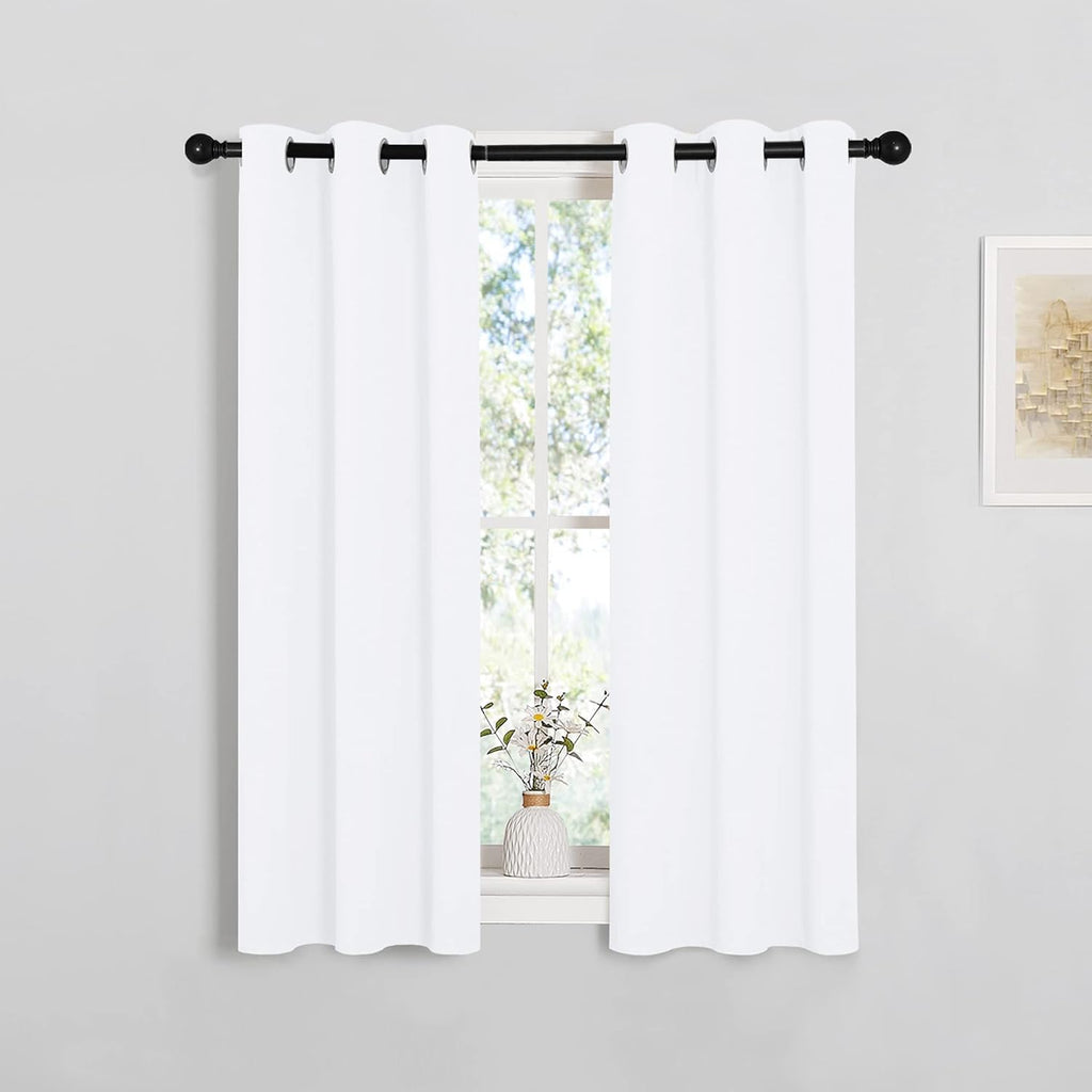 NICETOWN Curtains Panels - 50% Sunlight Blocking Grommet Top Drapes for Small Windows | White, 29x40 Inches