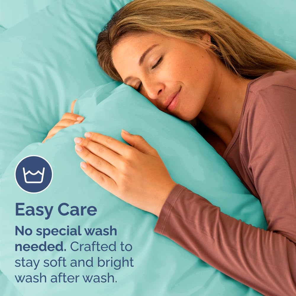Skiennix Body Pillowcases Set of 4 | Soft & Breathable 20x54 Long Pillow Covers - Fade-Free & Machine Washable (Spa Blue)