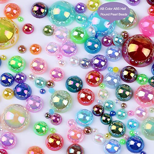 Mixed Size Flatback Pearls - 50g Ivory Yellow AB Craft Beads