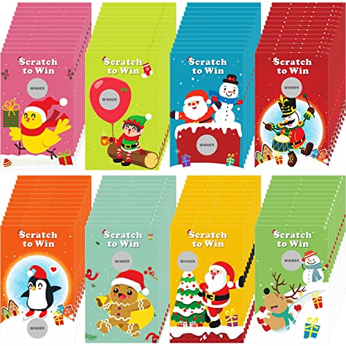 Christmas Scratch Off Cards Party Game Set - 96 Pcs Holiday Raffle Tickets