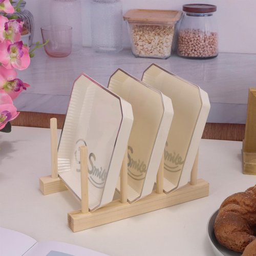 GZLT 2 Pack Bamboo Dish Rack for Kitchen Cabinet and Countertop, Plate Organizer for Cabinet, Bowls, Cups, Utensils, Pot Lids and Bottles, Cutting Board Holder Stand and Storage.