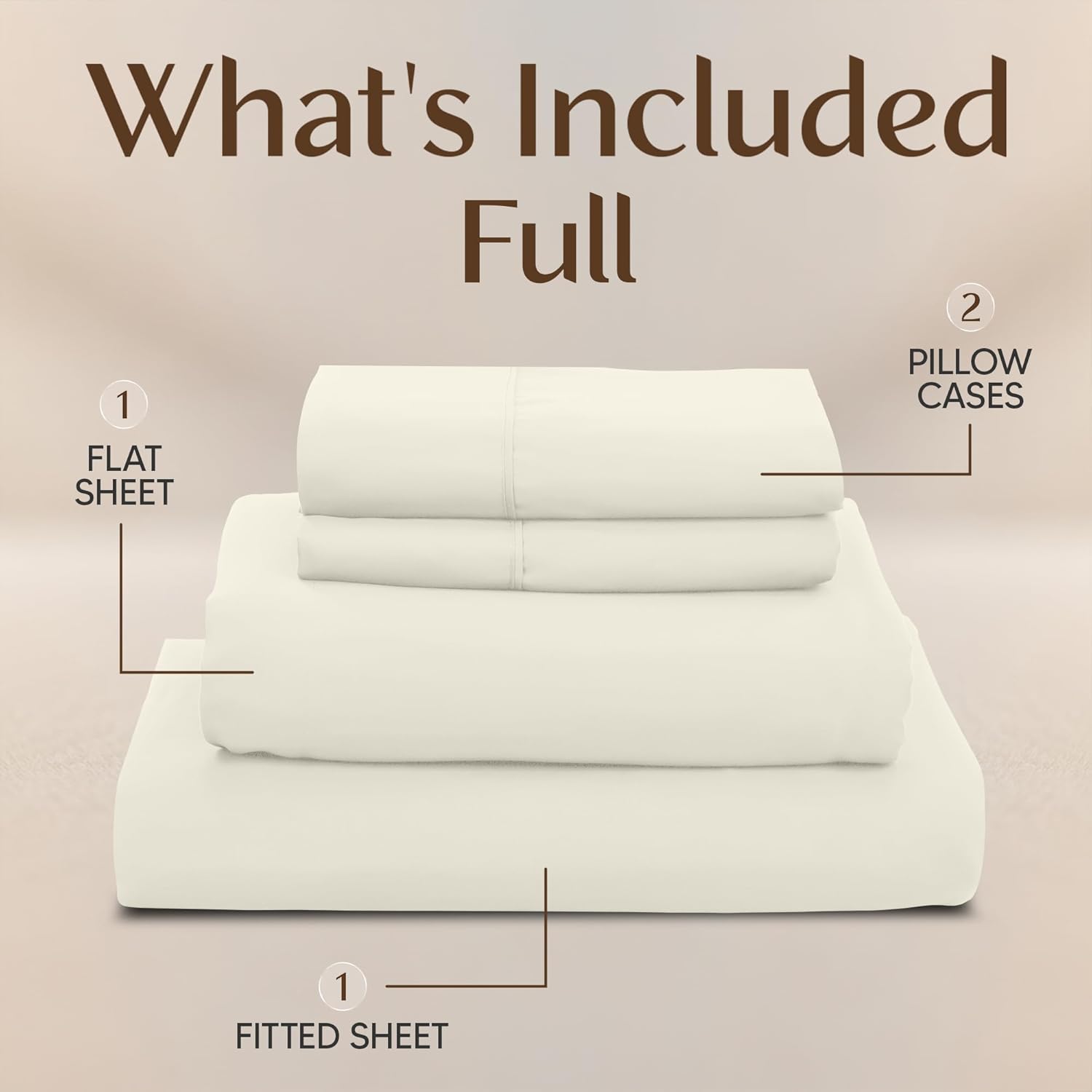 Utopia Bedding Full Size Sheet Set - Soft & Breathable Microfiber, 4-Piece Ivory Bedding Set