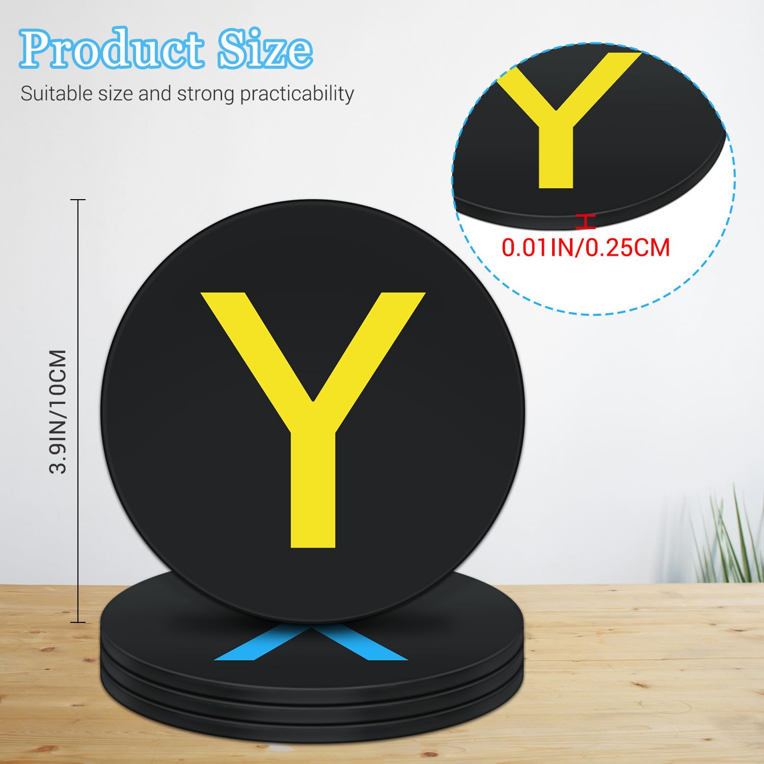 ABYX Silicone Gaming Coasters Set of 4 – A B X Y Game Controller Button Drink Coasters, Game Room Décor, Gifts for Gamers Men Boyfriend Dad – Black