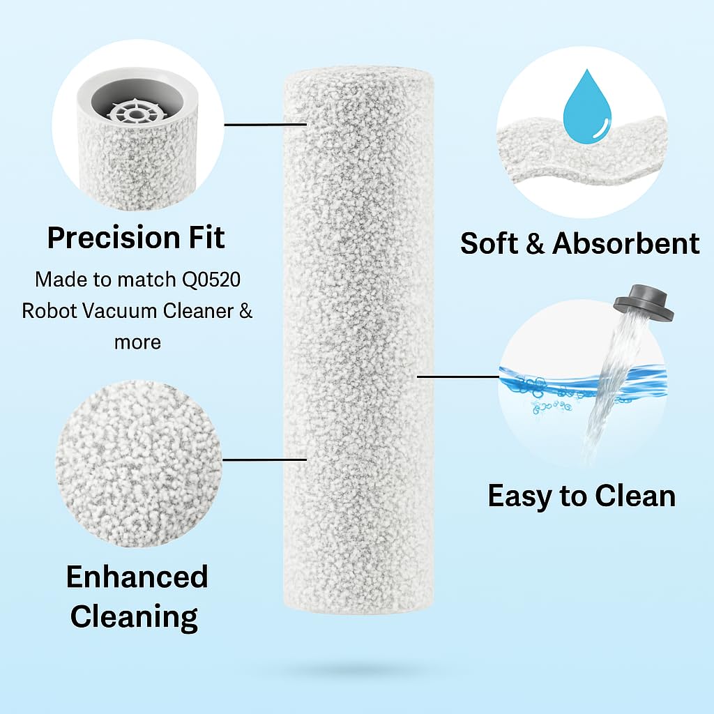 Replacement Parts Compatible with Ecovacs Deebot X8 Pro Omni/Yeedi S14 Plus Robot Vacuum Accessories with 8 Dust Bags, 8 HEPA Filters, 8 Side Brushes,2 Roller Mops,2 Main Brush