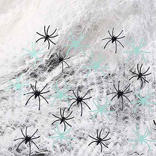 300 Sqft Halloween Spider Web Decorations with Glow-in-the-Dark Spiders