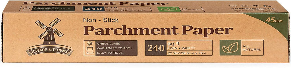 Unbleached Parchment Paper Roll - Non-Stick Baking Paper for Cooking & Grilling | 12 in x 240 ft