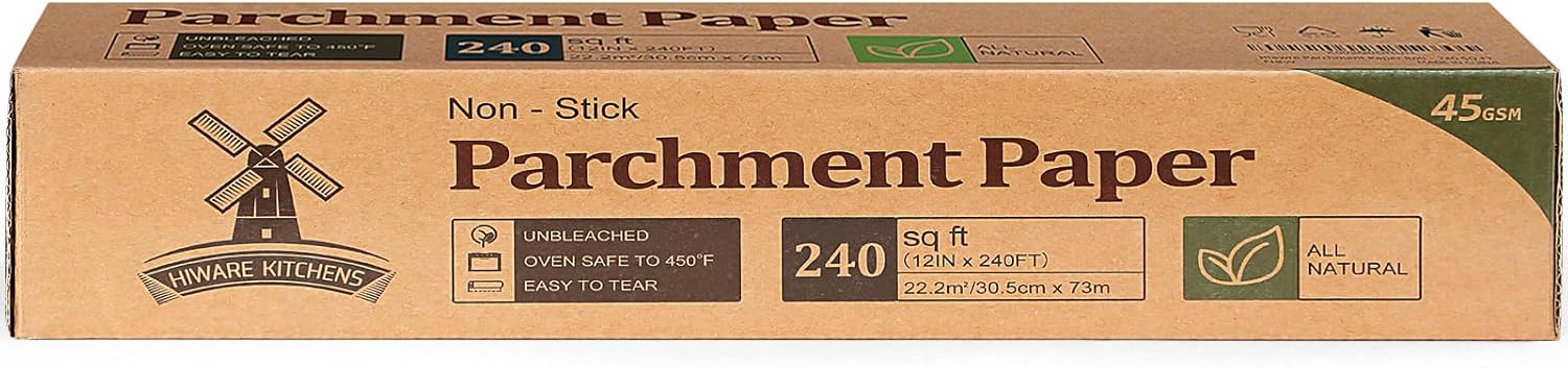 Unbleached Parchment Paper Roll - Non-Stick Baking Paper for Cooking & Grilling | 12 in x 240 ft