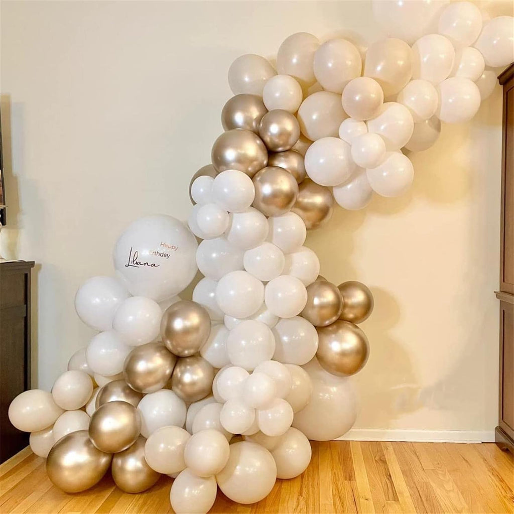 Number 1 Balloon - 40 Inch Gold Foil with 60 Pcs White & Nude Cream Confetti Balloons | Perfect for 1st Birthday & Boho Weddings