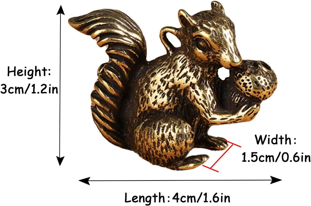 Skiennix Brass Squirrel Figurines - Antique Bronze Animal Decor | 2pcs Small Incense Holders (1.6x1.2x0.6in)