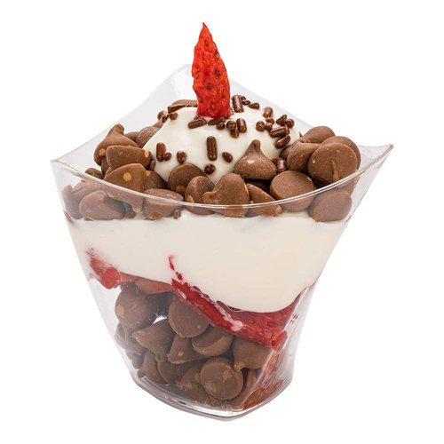Restaurantware 4 Ounce Small Serving Cups 100 Triangular Dessert Shooters - Disposable Crescendo Design Clear Plastic Mini Dessert Cups Serve Appetizers Tastings And Snacks