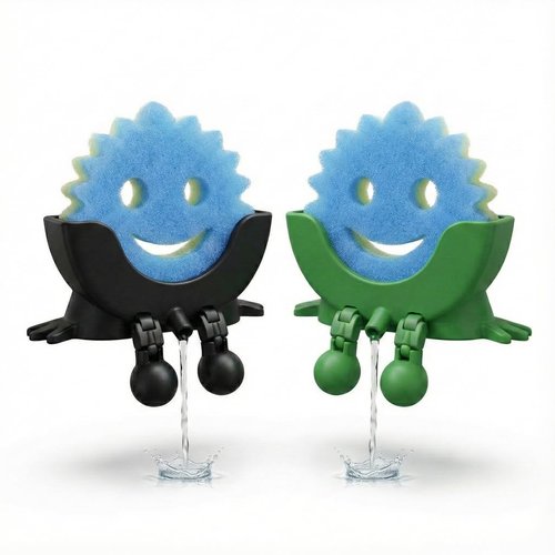 2 Pack Cute Sponge Holder with Drainage - Funny Sponge Stand for Kitchen Sink - Kitchen Gadgets Accessories