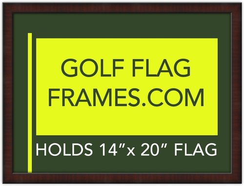 17x23 Mahogany Color Golf Flag Frame, Moulding brn-002, New Fairway Green Mat (holds 14x20 PGA, Ryder Cup, US Open Golf Flags; flag not incl) UPDATED JULY 2025