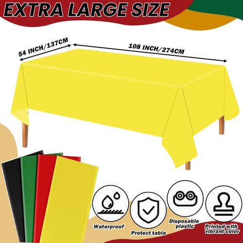 12Pcs Disposable Rectangular Tablecloths | Black History Month Party Decorations - 54x108 Inch