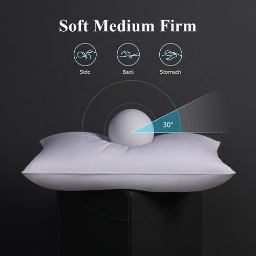 DOWNSTORIA Goose Feather Down Pillows - Queen Size Set of 2 | Soft Medium Firm for Side & Back Sleepers 20 x 30 in.
