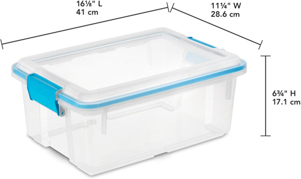 Sterilite 6-Pack Gasket Box - Weather-Resistant Storage Bins with Latching Lids | 12 Quart Heavy-Duty Organizers for Home & Office