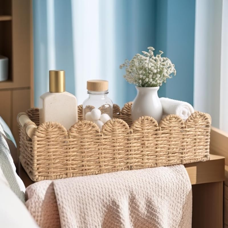 Toilet Paper Storage Basket - Decorative Organizer for Bathroom Tank Top | Functional Home Decor