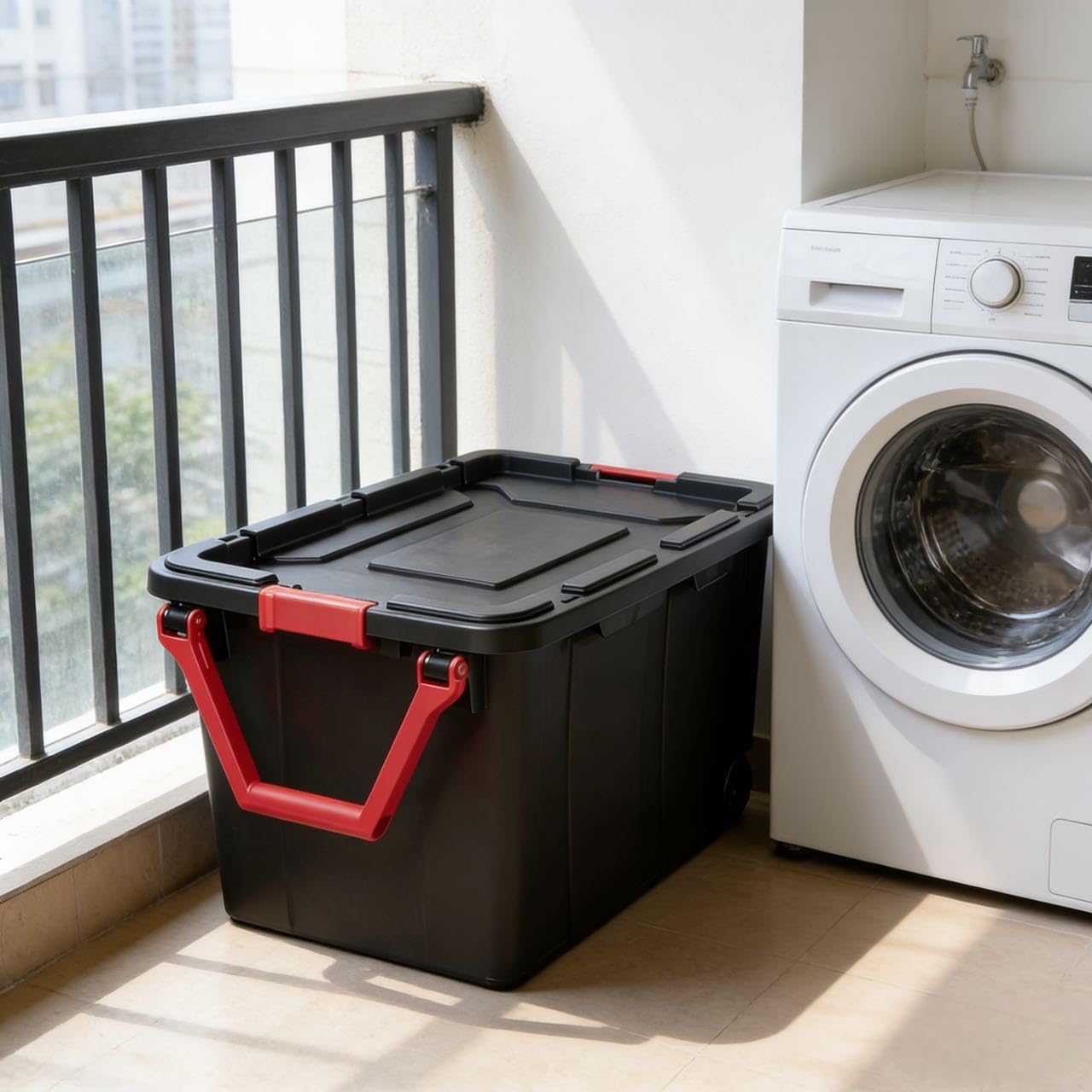 Skiennix 40-Gallon Wheeled Storage Boxes - Durable Plastic with Handles | Black, 2-Pack