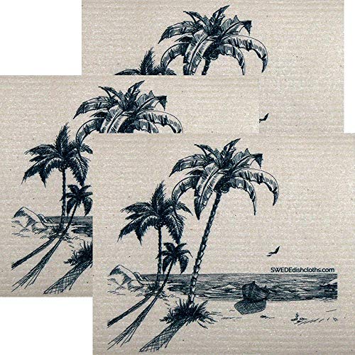 SWEDEdishcloths Peaceful Beach Set of 3 Reusable Swedish Dishcloths