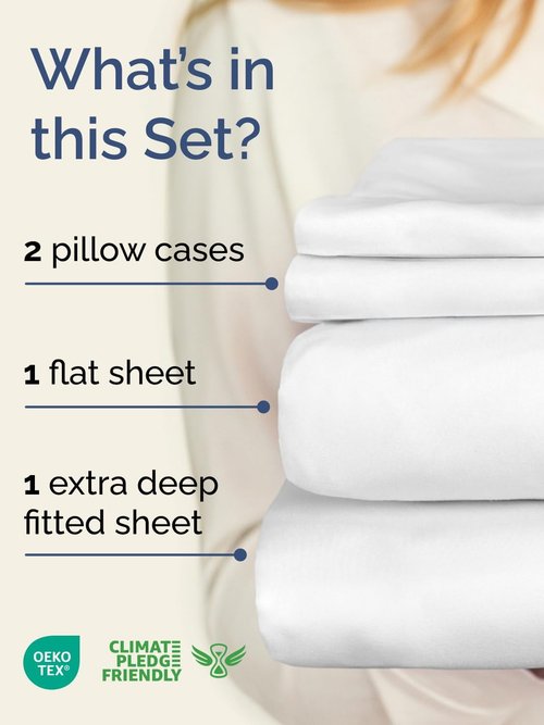 Extra Deep King Sheet Set by Comfy Hotel - 4-Piece Breathable & Cooling Bed Sheets - Fits 18-24 Inch Mattresses - Ultra Soft, Wrinkle & Fade Resistant - Luxurious White Bedding