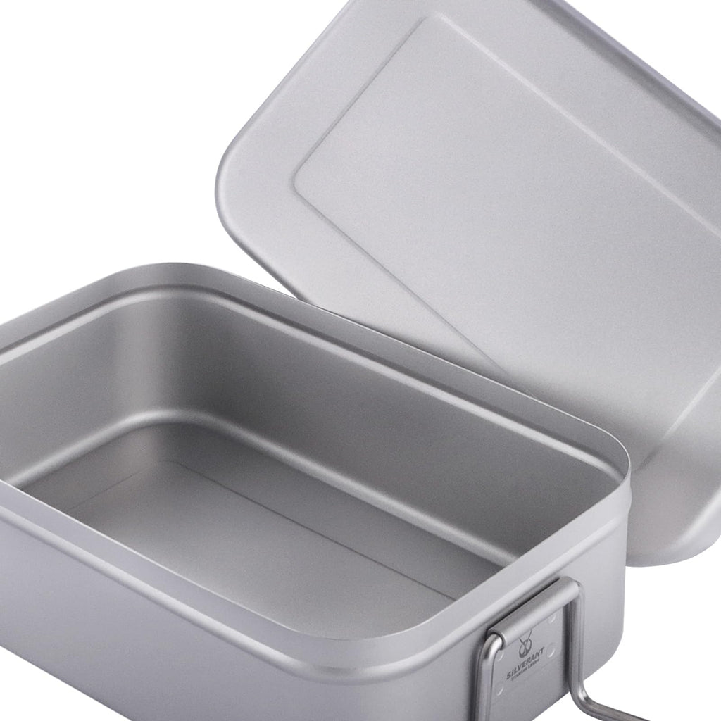 SILVERANT Titanium Bento Camping Lunch Box Mess Kit 1200ml with Airtight Lid Seal and Cover Foldable Handle for Heating on Fire Camp Backpacking Container for Outdoor Camping Hiking Picnic Daily Use