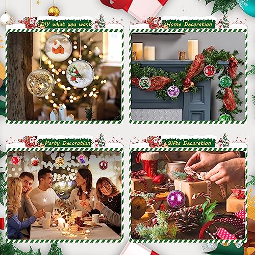 Large 8cm Clear Plastic Fillable Christmas Ornaments Set of 20