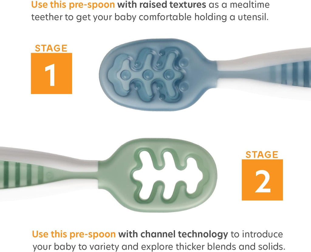 NumNum Baby Bowl Set - 2 Pack GOOtensils Baby Spoons with Extra Strong Non-Slip Suction | 100% Food-Grade Silicone, BPA-Free, Microwave & Dishwasher Safe (Green/Blue)