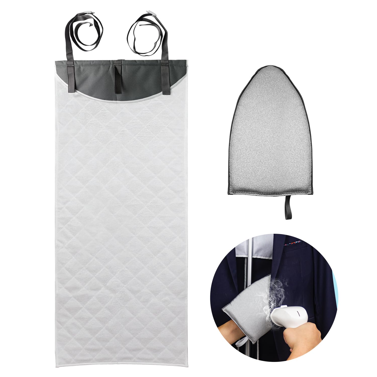 Over The Door Steamer Pad + Gloves For Handheld Steamer Stand For Clothes,Door Press Pad For,Portable Ironing Mat For Traveling